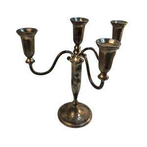 Vintage GODINGER Silver Plated Candle Stick Light Candelabra with patina and mis